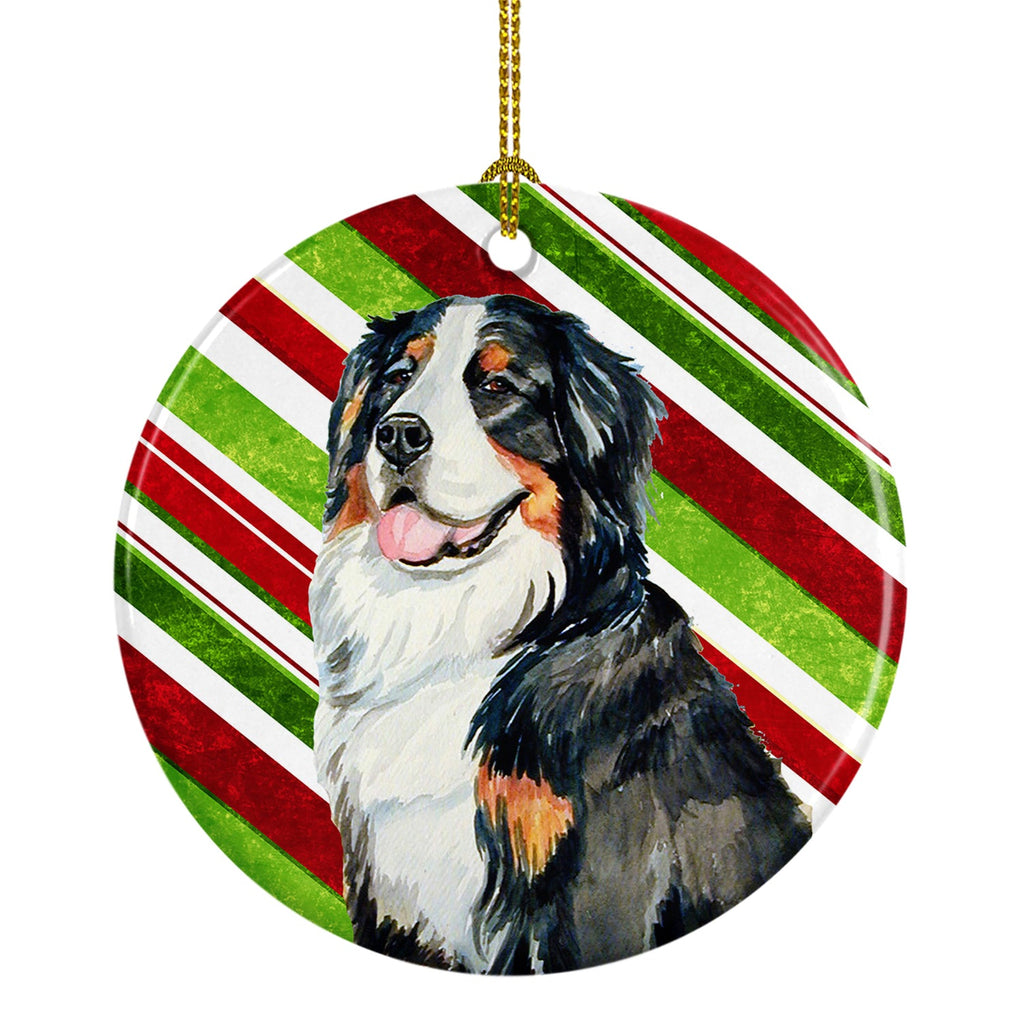 Bernese Mountain Dog Candy Cane Holiday Christmas Ceramic Ornament Christmas Tree Hanging Decorations for Home Christmas Holiday, Party, Gift, 3 in, Multicolor