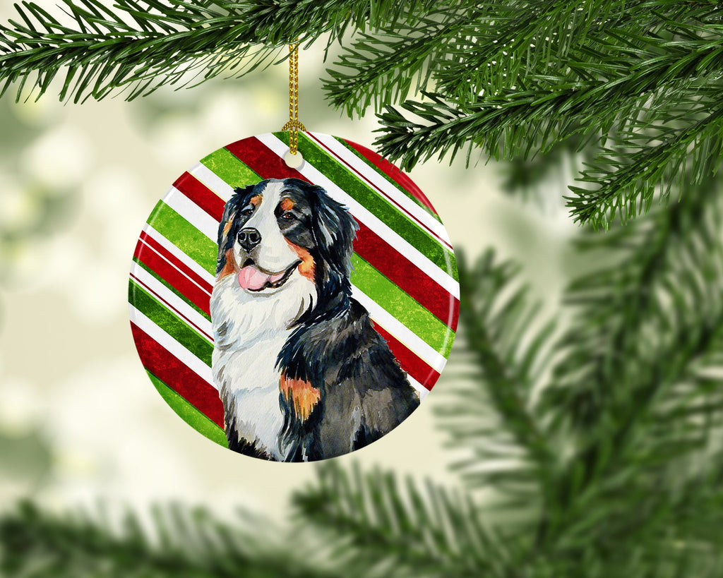 Bernese Mountain Dog Candy Cane Holiday Christmas Ceramic Ornament Christmas Tree Hanging Decorations for Home Christmas Holiday, Party, Gift, 3 in, Multicolor