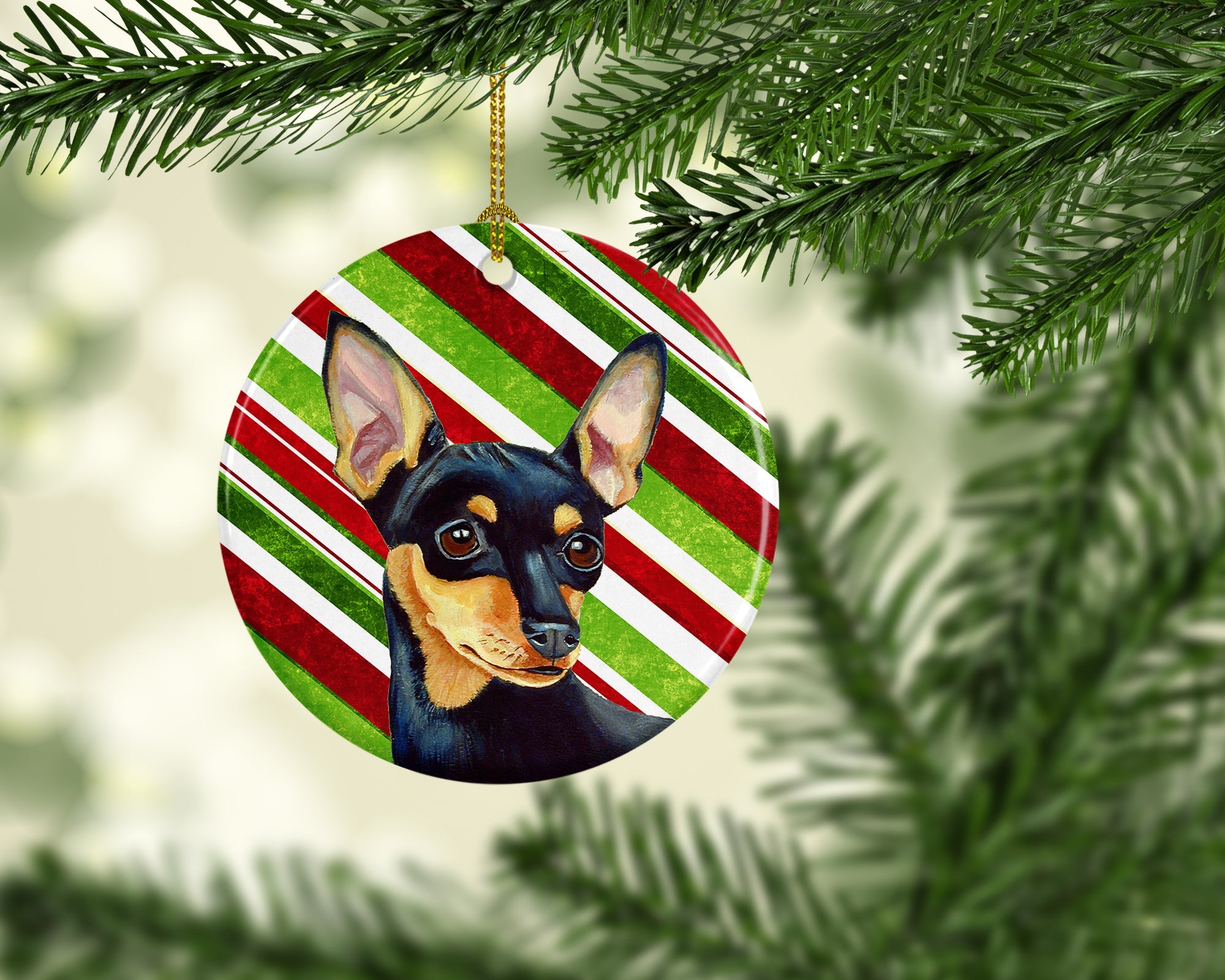 Min Pin Candy Cane Holiday Christmas Ceramic Ornament Christmas Tree Hanging Decorations for Home Christmas Holiday, Party, Gift, 3 in, Multicolor
