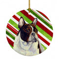 French Bulldog Candy Cane Holiday Christmas Ceramic Ornament Christmas Tree Hanging Decorations for Home Christmas Holiday, Party, Gift, 3 in, Multicolor