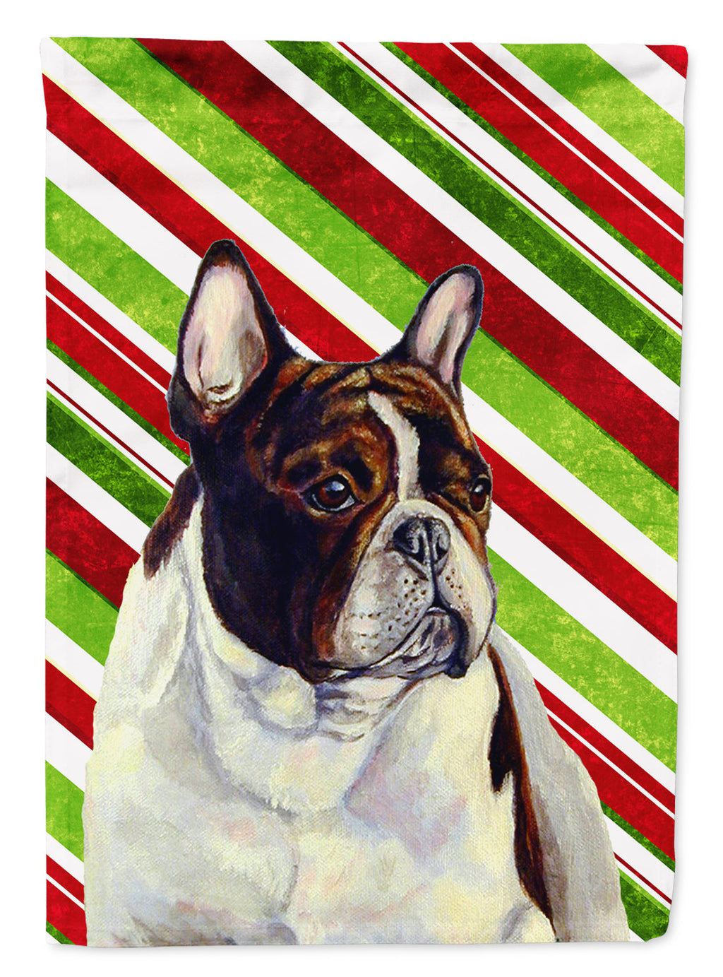 French Bulldog Candy Cane Holiday Christmas Garden Flag Mailbox Decorative Yard Banner Outside Patio Artwork for Flower Beds, Garden Size, Multicolor