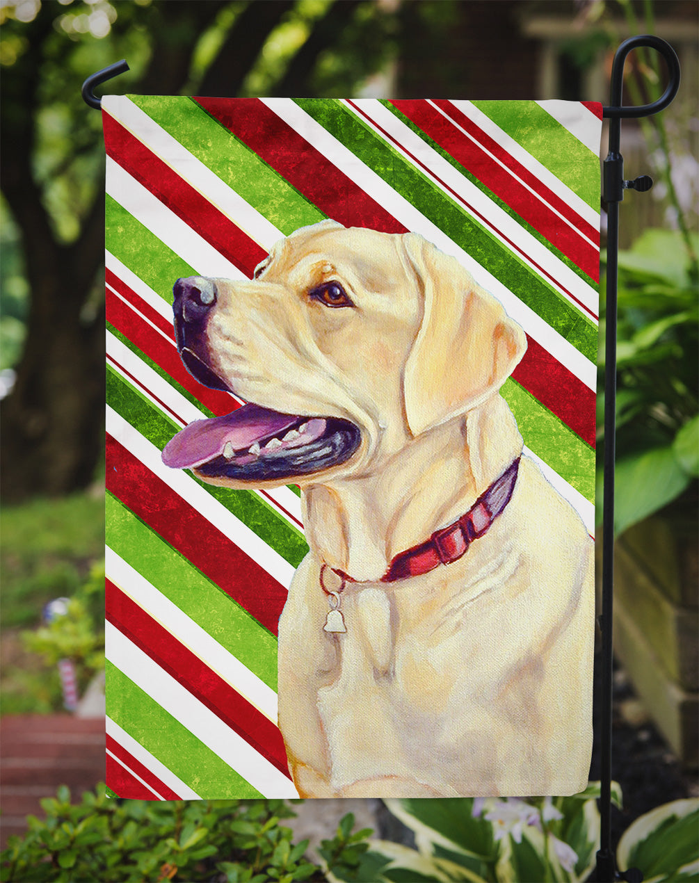 Labrador Candy Cane Holiday Christmas Garden Flag Mailbox Decorative Yard Banner Outside Patio Artwork for Flower Beds, Garden Size, Multicolor