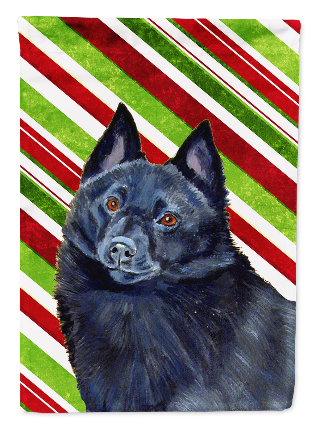 Schipperke Candy Cane Holiday Christmas Garden Flag Mailbox Decorative Yard Banner Outside Patio Artwork for Flower Beds, Garden Size, Multicolor