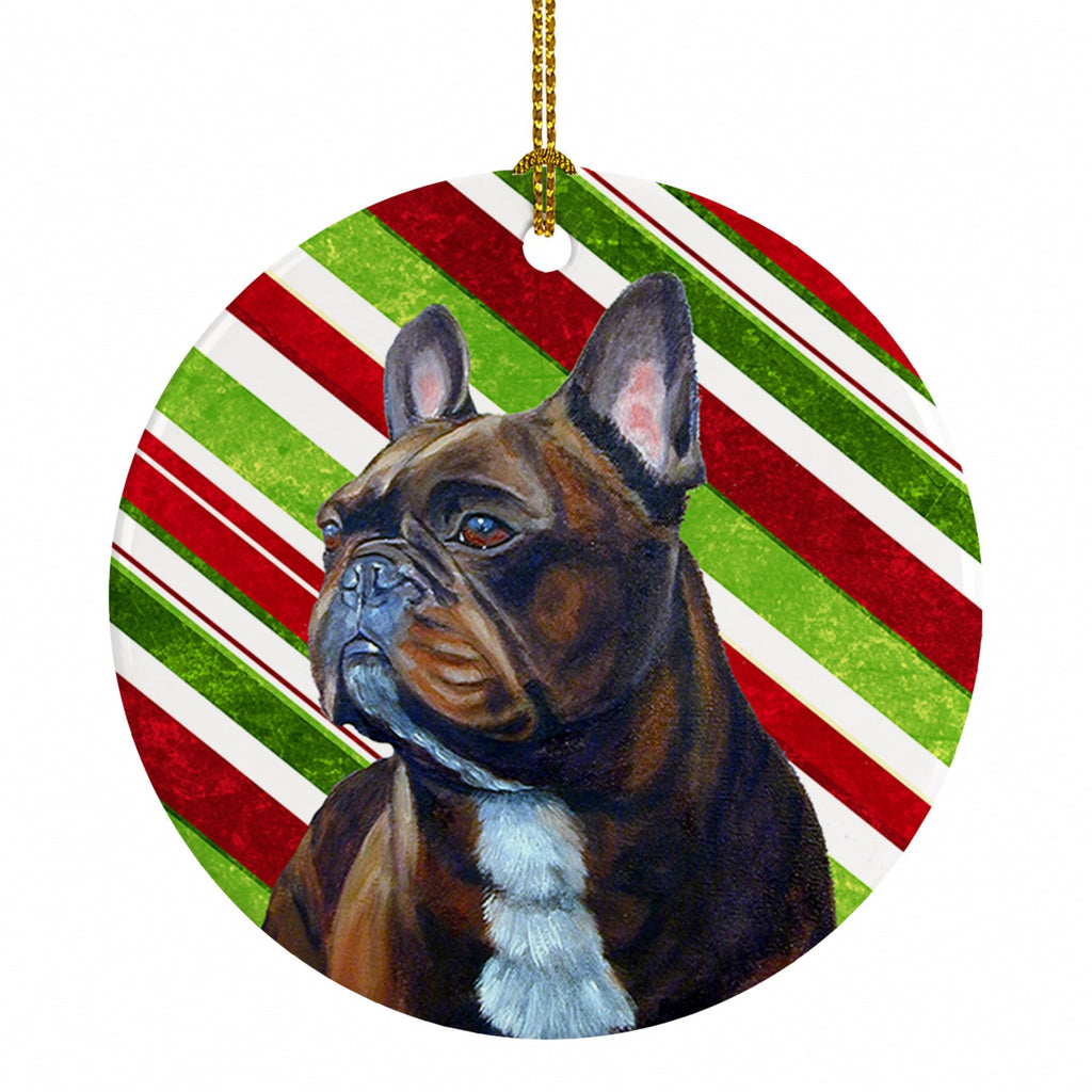 French Bulldog Candy Cane Holiday Christmas Ceramic Ornament Christmas Tree Hanging Decorations for Home Christmas Holiday, Party, Gift, 3 in, Multicolor