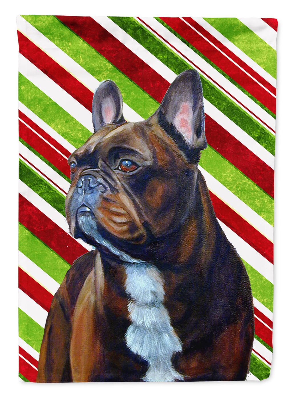 French Bulldog Candy Cane Holiday Christmas Garden Flag Mailbox Decorative Yard Banner Outside Patio Artwork for Flower Beds, Garden Size, Multicolor