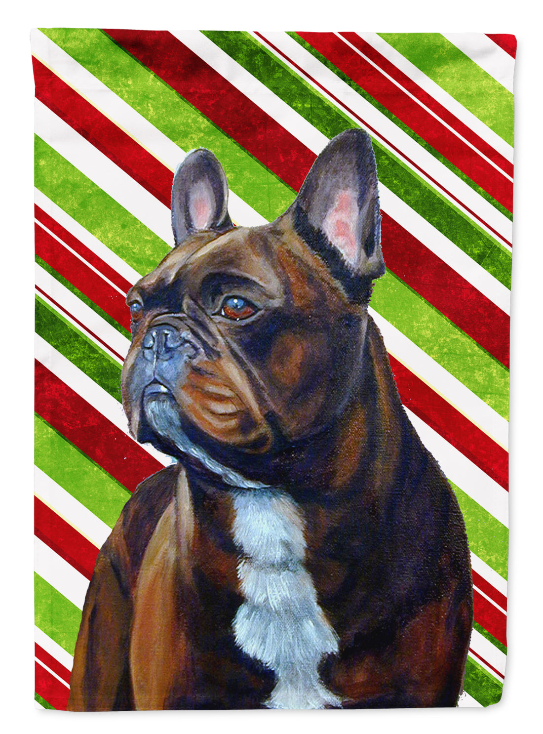 French Bulldog Candy Cane Holiday Christmas Garden Flag Mailbox Decorative Yard Banner Outside Patio Artwork for Flower Beds, Garden Size, Multicolor