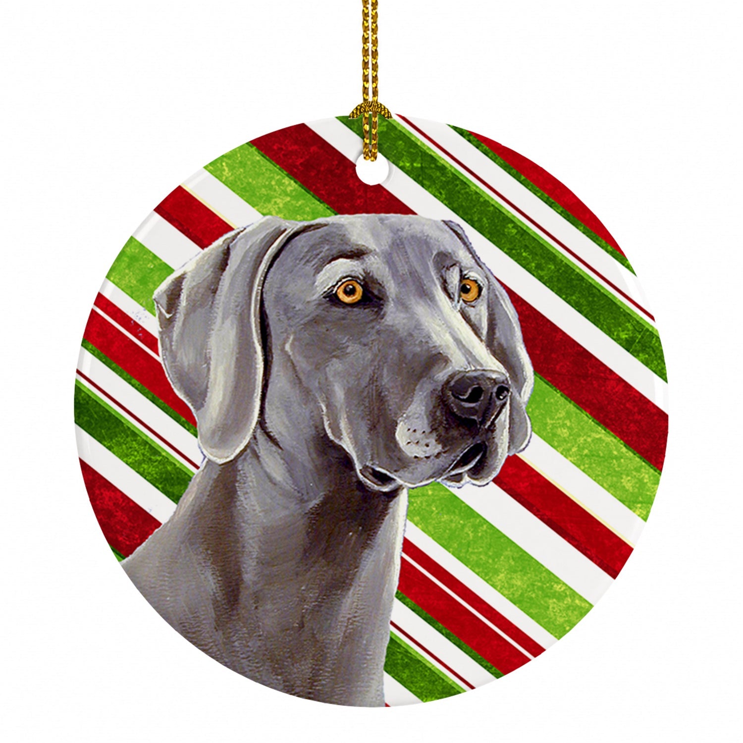 Weimaraner Candy Cane Holiday Christmas Ceramic Ornament Christmas Tree Hanging Decorations for Home Christmas Holiday, Party, Gift, 3 in, Multicolor