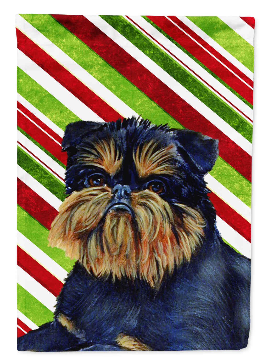 Brussels Griffon Candy Cane Holiday Christmas Garden Flag Mailbox Decorative Yard Banner Outside Patio Artwork for Flower Beds, Garden Size, Multicolor