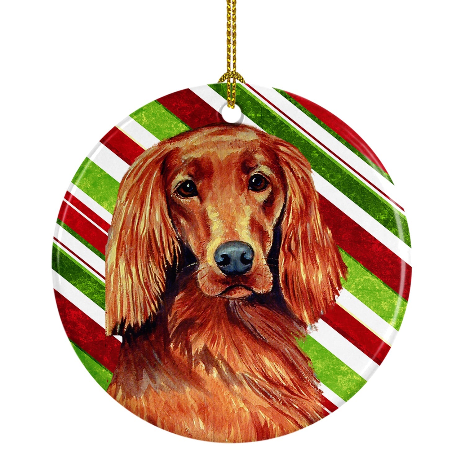Irish Setter Candy Cane Holiday Christmas Ceramic Ornament Christmas Tree Hanging Decorations for Home Christmas Holiday, Party, Gift, 3 in, Multicolor