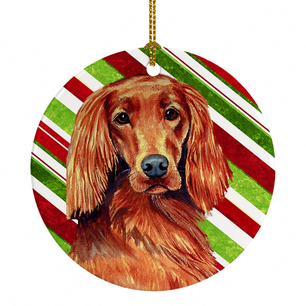 Irish Setter Candy Cane Holiday Christmas Ceramic Ornament Christmas Tree Hanging Decorations for Home Christmas Holiday, Party, Gift, 3 in, Multicolor
