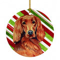 Irish Setter Candy Cane Holiday Christmas Ceramic Ornament Christmas Tree Hanging Decorations for Home Christmas Holiday, Party, Gift, 3 in, Multicolor