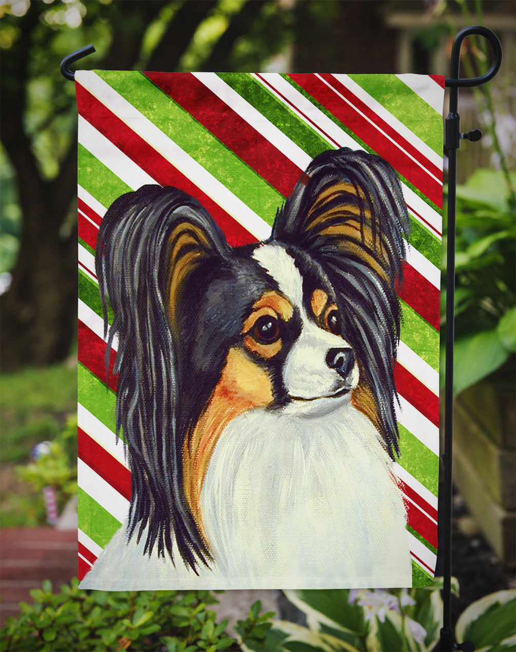 Papillon Candy Cane Holiday Christmas Garden Flag Mailbox Decorative Yard Banner Outside Patio Artwork for Flower Beds, Garden Size, Multicolor