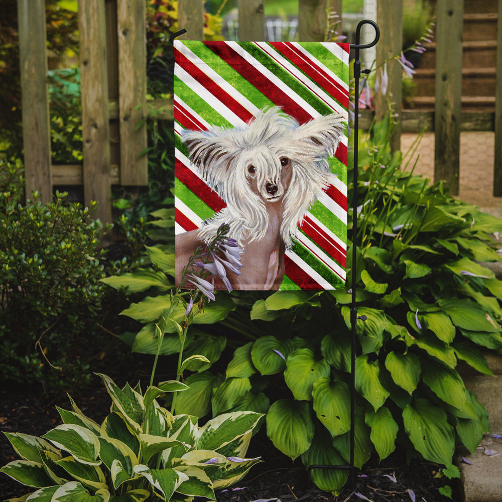 Chinese Crested Candy Cane Holiday Christmas Garden Flag Mailbox Decorative Yard Banner Outside Patio Artwork for Flower Beds, Garden Size, Multicolor