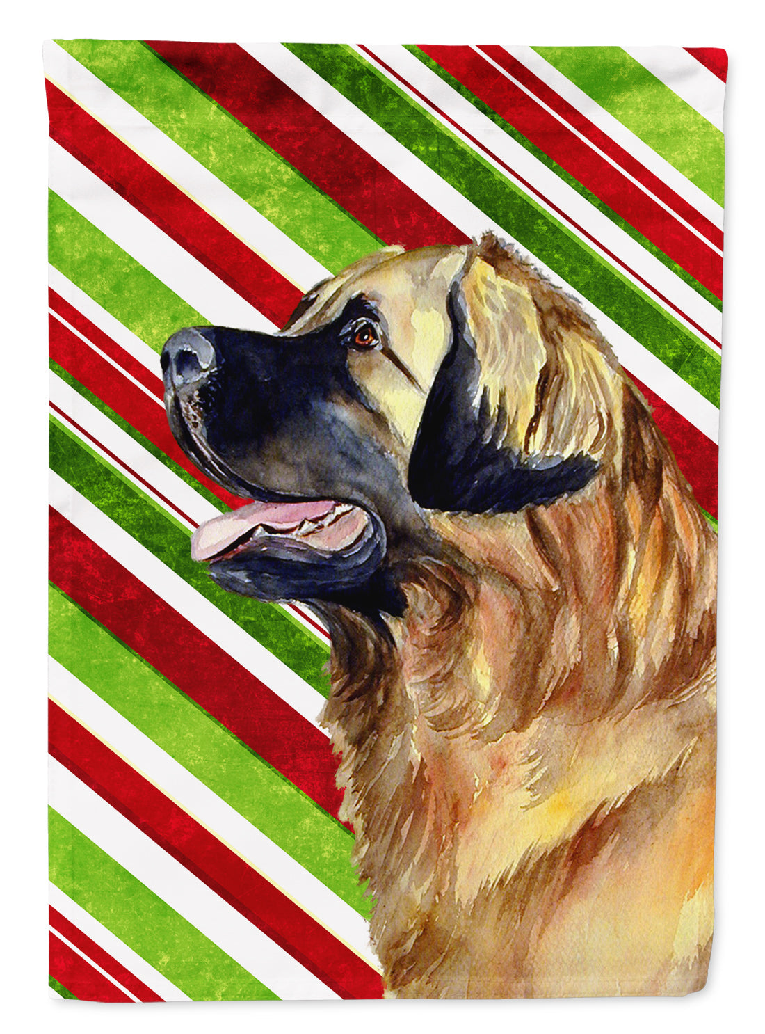 Leonberger Candy Cane Holiday Christmas Garden Flag Mailbox Decorative Yard Banner Outside Patio Artwork for Flower Beds, Garden Size, Multicolor