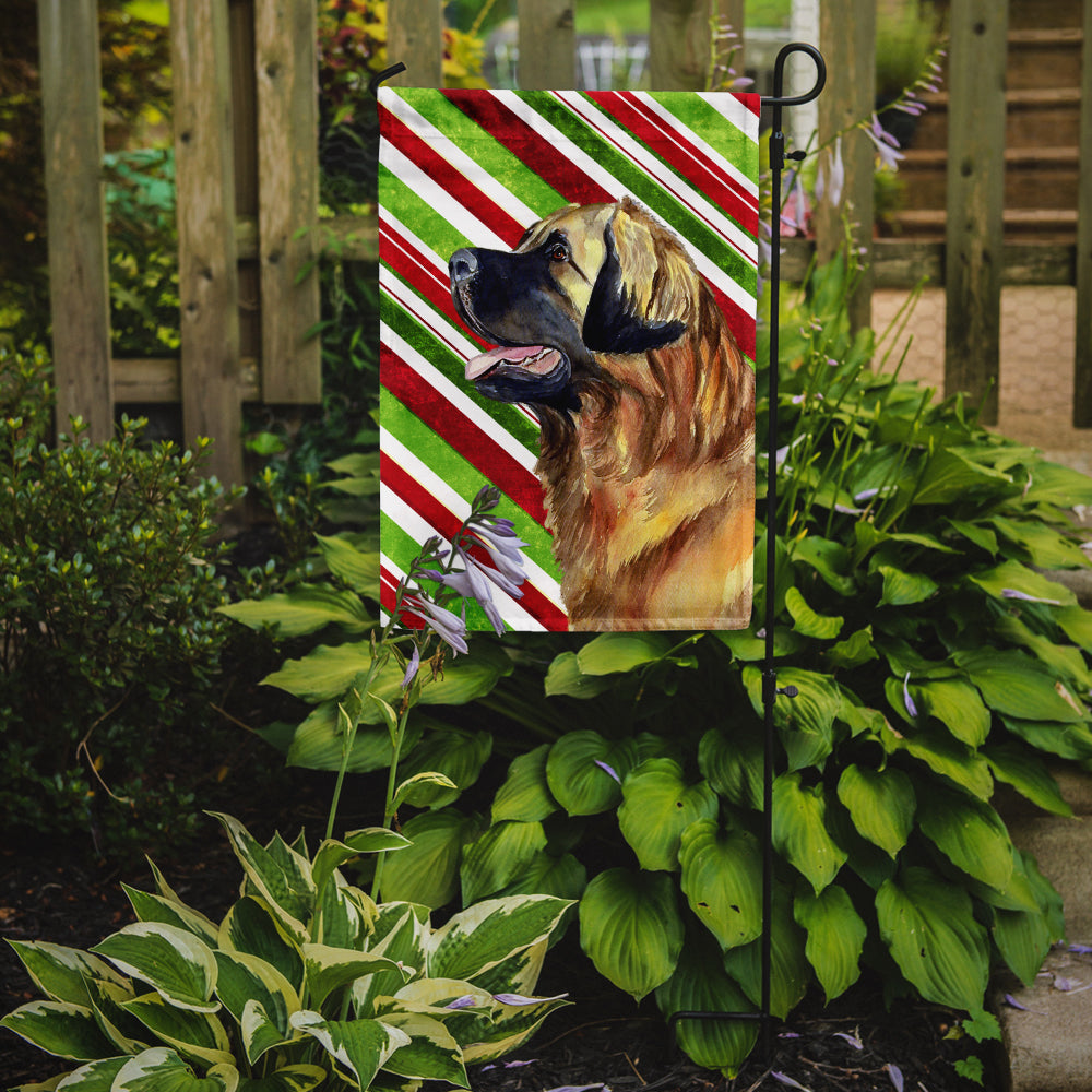 Leonberger Candy Cane Holiday Christmas Garden Flag Mailbox Decorative Yard Banner Outside Patio Artwork for Flower Beds, Garden Size, Multicolor