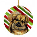 Tibetan Spaniel Candy Cane Holiday Christmas Ceramic Ornament Christmas Tree Hanging Decorations for Home Christmas Holiday, Party, Gift, 3 in, Multicolor