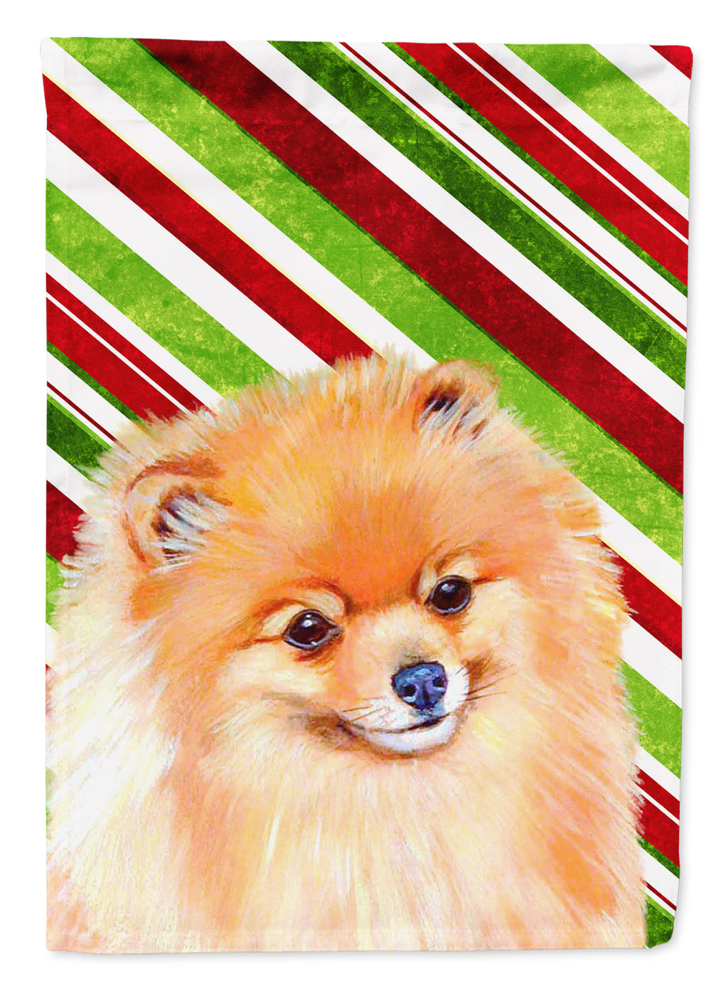 Pomeranian Candy Cane Holiday Christmas Garden Flag Mailbox Decorative Yard Banner Outside Patio Artwork for Flower Beds, Garden Size, Multicolor