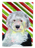 Old English Sheepdog Candy Cane Holiday Christmas Garden Flag Mailbox Decorative Yard Banner Outside Patio Artwork for Flower Beds, Garden Size, Multicolor