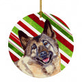 Norwegian Elkhound Candy Cane Holiday Christmas Ceramic Ornament Christmas Tree Hanging Decorations for Home Christmas Holiday, Party, Gift, 3 in, Multicolor