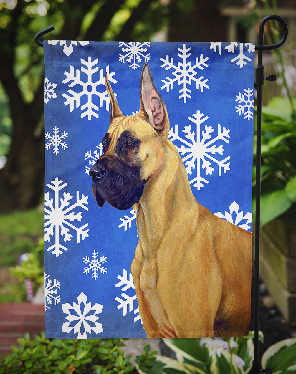 Great Dane Winter Snowflakes Holiday Garden Flag Mailbox Decorative Yard Banner Outside Patio Artwork for Flower Beds, Garden Size, Multicolor