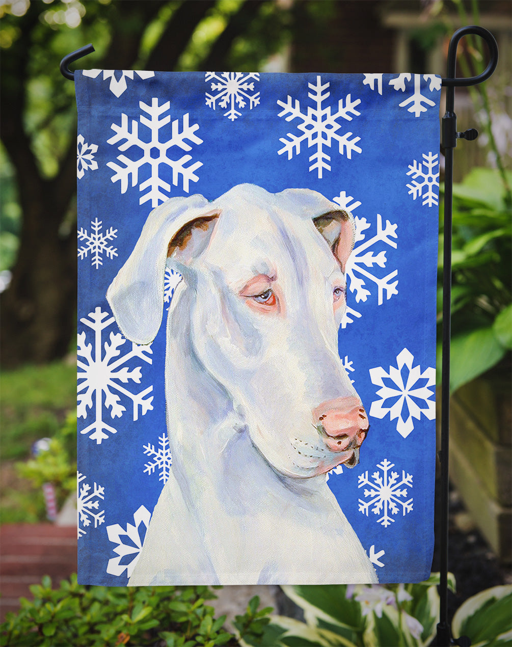 Great Dane Winter Snowflakes Holiday Garden Flag Mailbox Decorative Yard Banner Outside Patio Artwork for Flower Beds, Garden Size, Multicolor