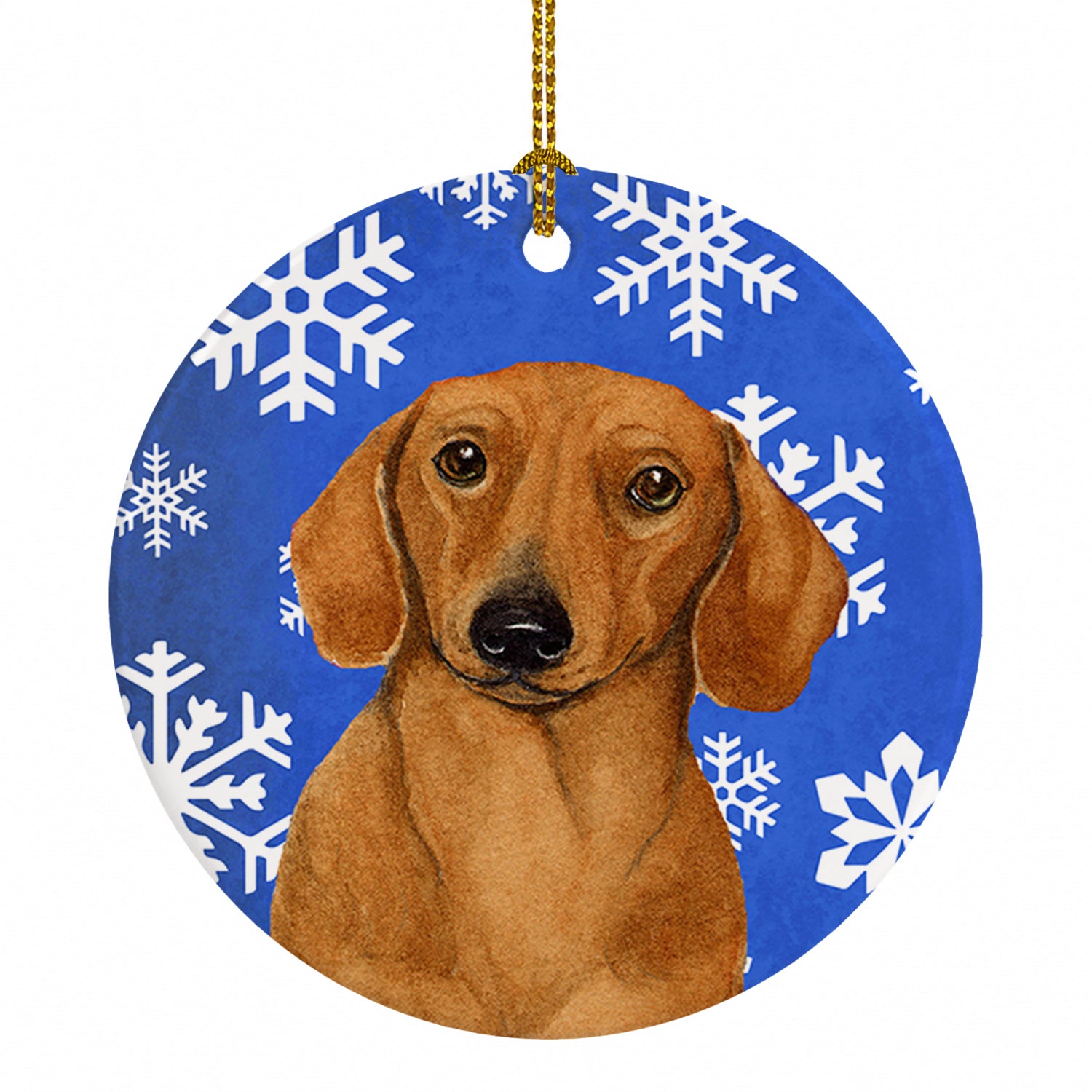 Dachshund Winter Snowflakes Holiday Ceramic Ornament Christmas Tree Hanging Decorations for Home Christmas Holiday, Party, Gift, 3 in, Multicolor