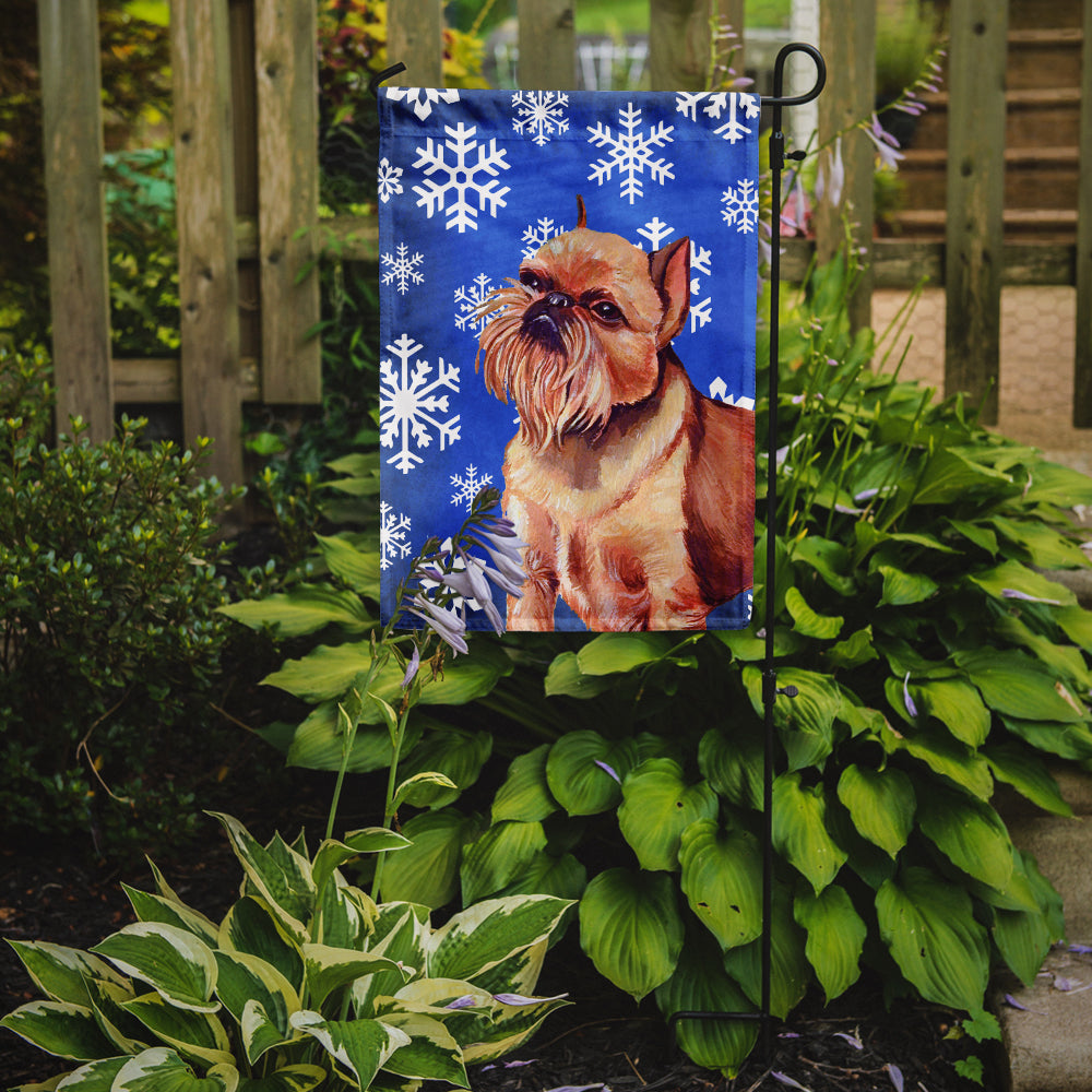 Brussels Griffon Winter Snowflakes Holiday Garden Flag Mailbox Decorative Yard Banner Outside Patio Artwork for Flower Beds, Garden Size, Multicolor