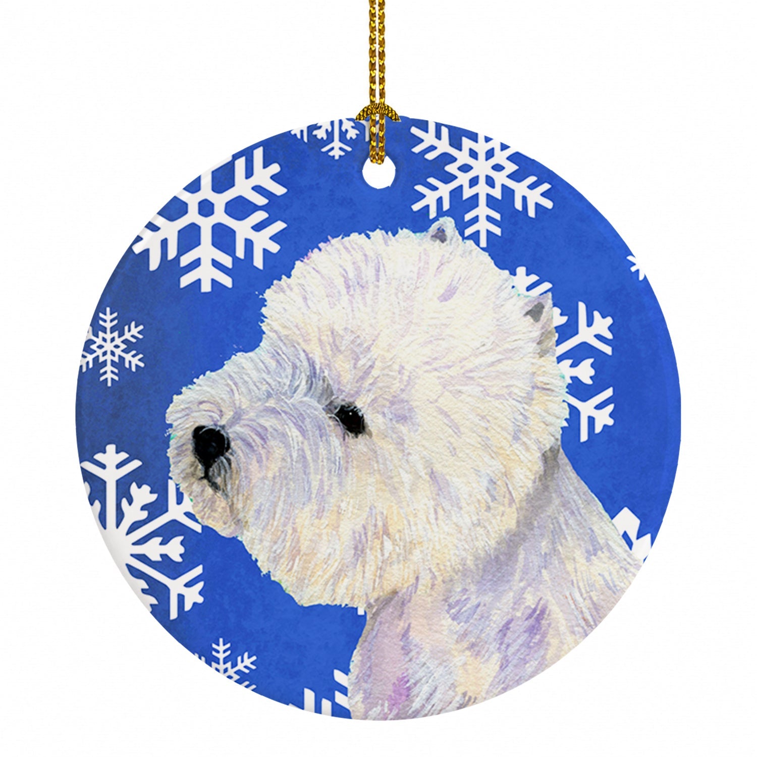 Westie Winter Snowflakes Holiday Ceramic Ornament Christmas Tree Hanging Decorations for Home Christmas Holiday, Party, Gift, 3 in, Multicolor