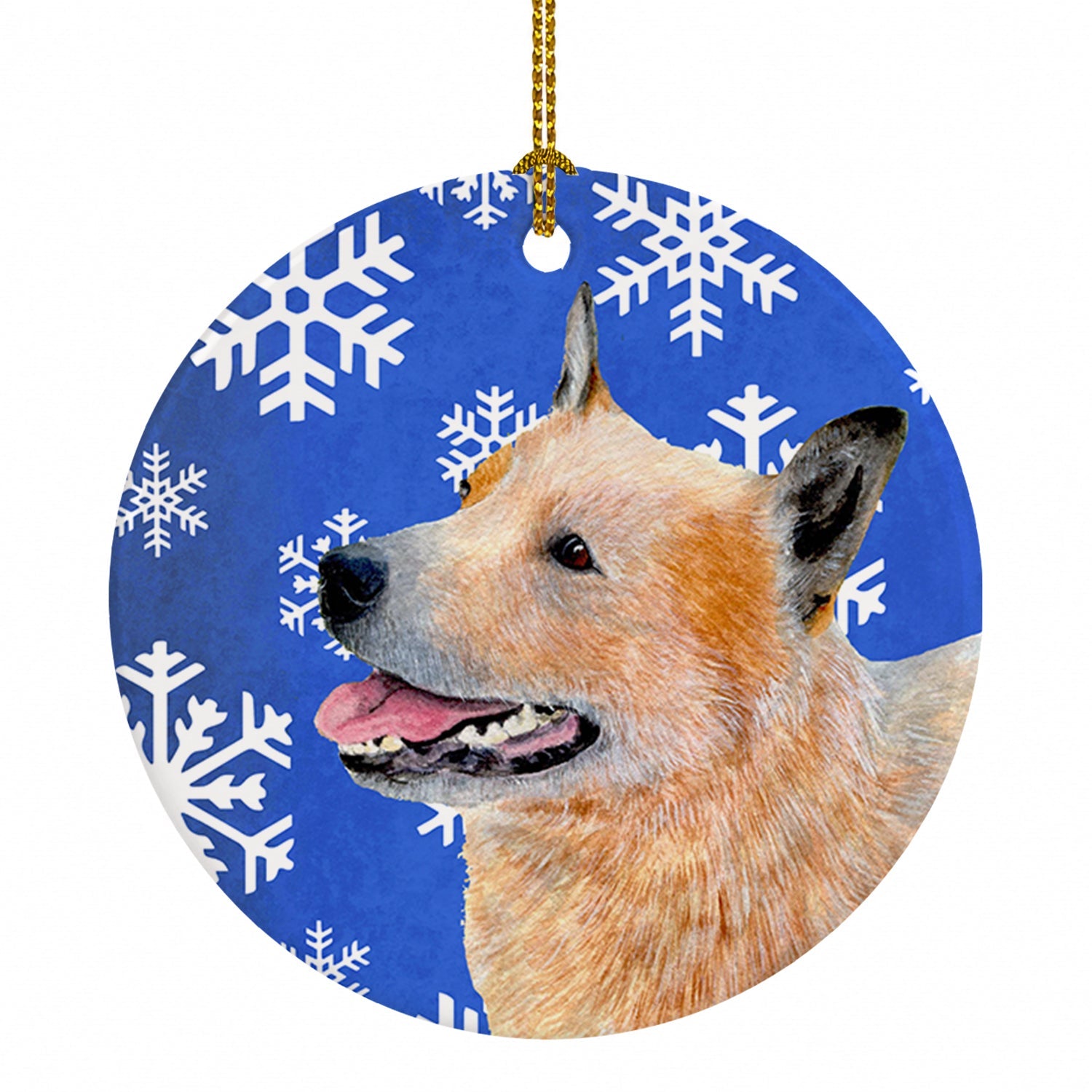Australian Cattle Dog Winter Snowflakes Holiday Ceramic Ornament Christmas Tree Hanging Decorations for Home Christmas Holiday, Party, Gift, 3 in, Multicolor