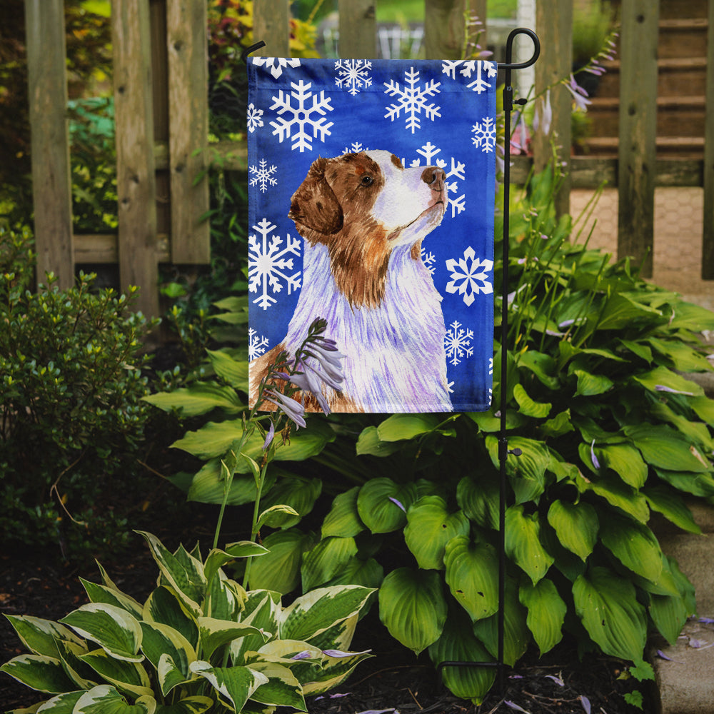 Australian Shepherd Winter Snowflakes Holiday Garden Flag Mailbox Decorative Yard Banner Outside Patio Artwork for Flower Beds, Garden Size, Multicolor