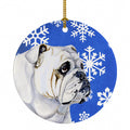 Bulldog English Winter Snowflakes Holiday Ceramic Ornament Christmas Tree Hanging Decorations for Home Christmas Holiday, Party, Gift, 3 in, Multicolor