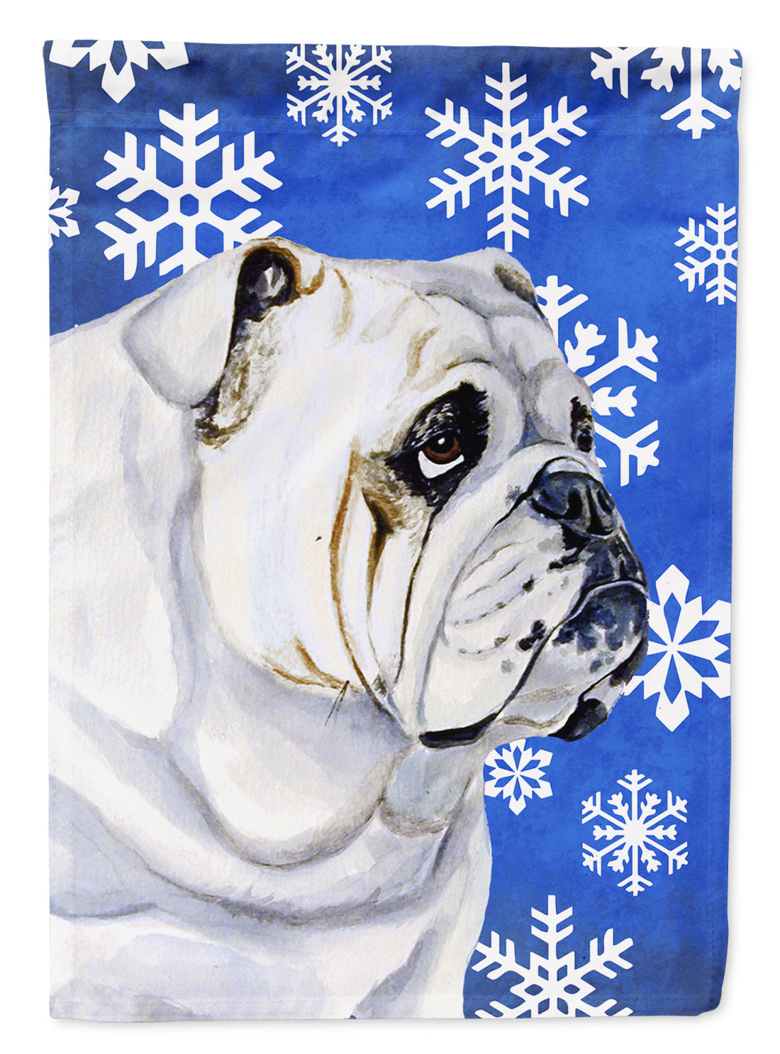 Bulldog English Winter Snowflakes Holiday Garden Flag Mailbox Decorative Yard Banner Outside Patio Artwork for Flower Beds, Garden Size, Multicolor