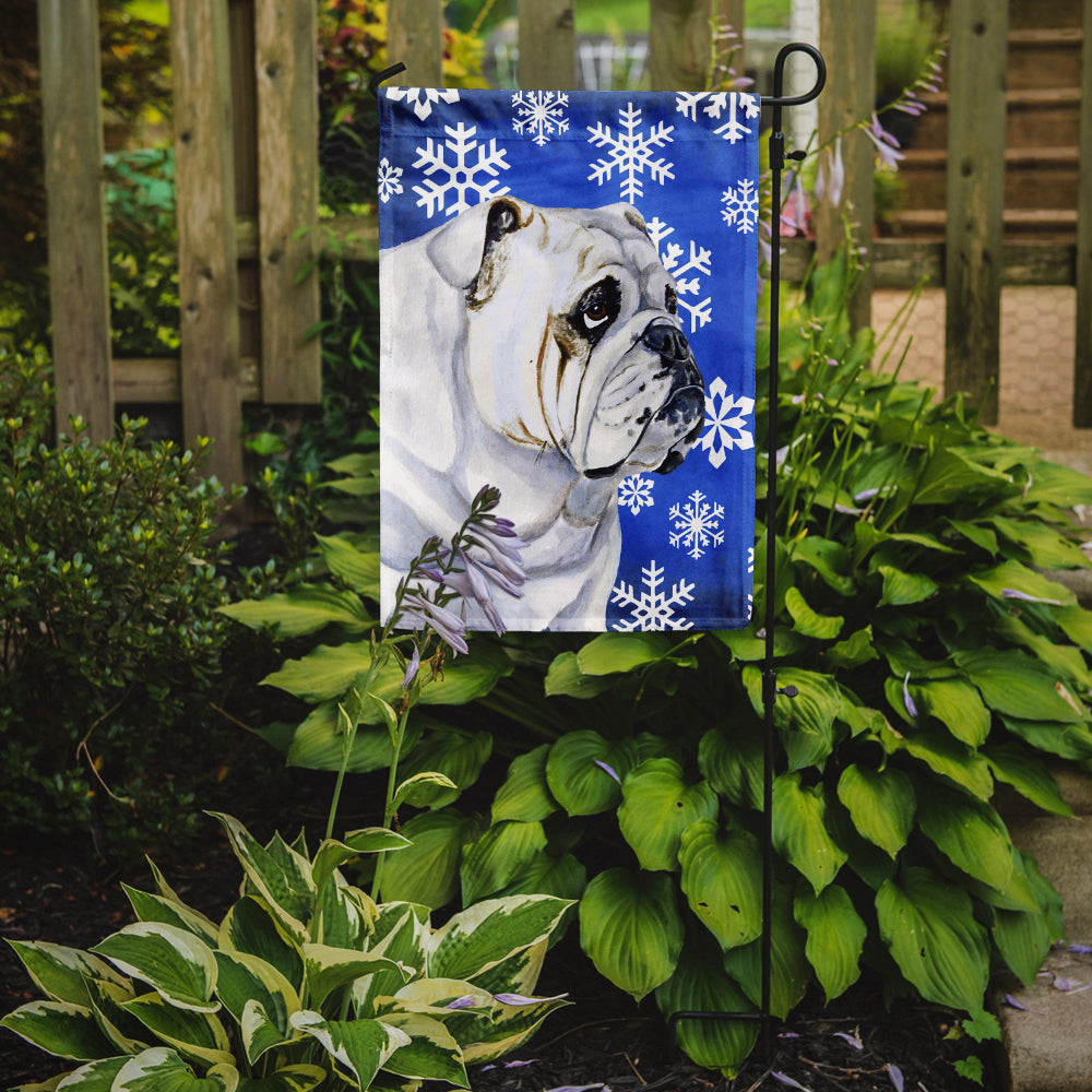 Bulldog English Winter Snowflakes Holiday Garden Flag Mailbox Decorative Yard Banner Outside Patio Artwork for Flower Beds, Garden Size, Multicolor