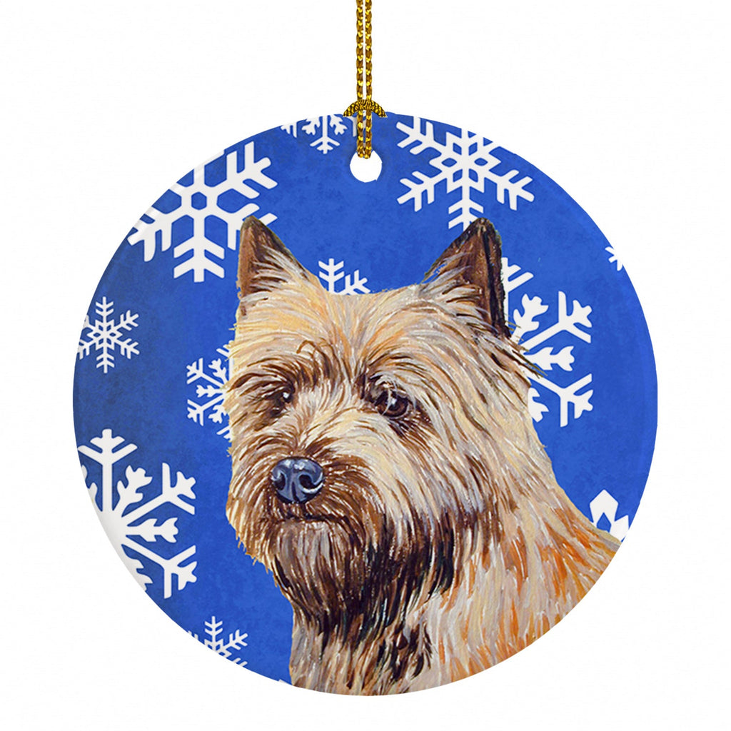 Cairn Terrier Winter Snowflakes Holiday Ceramic Ornament Christmas Tree Hanging Decorations for Home Christmas Holiday, Party, Gift, 3 in, Multicolor