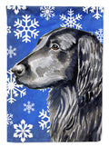 Flat Coated Retriever Winter Snowflakes Holiday Garden Flag Mailbox Decorative Yard Banner Outside Patio Artwork for Flower Beds, Garden Size, Multicolor