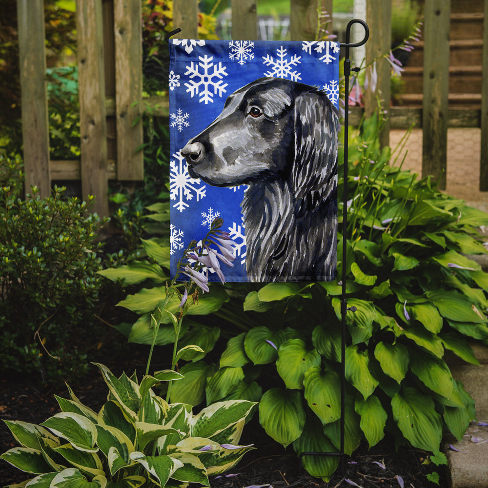 Flat Coated Retriever Winter Snowflakes Holiday Garden Flag Mailbox Decorative Yard Banner Outside Patio Artwork for Flower Beds, Garden Size, Multicolor