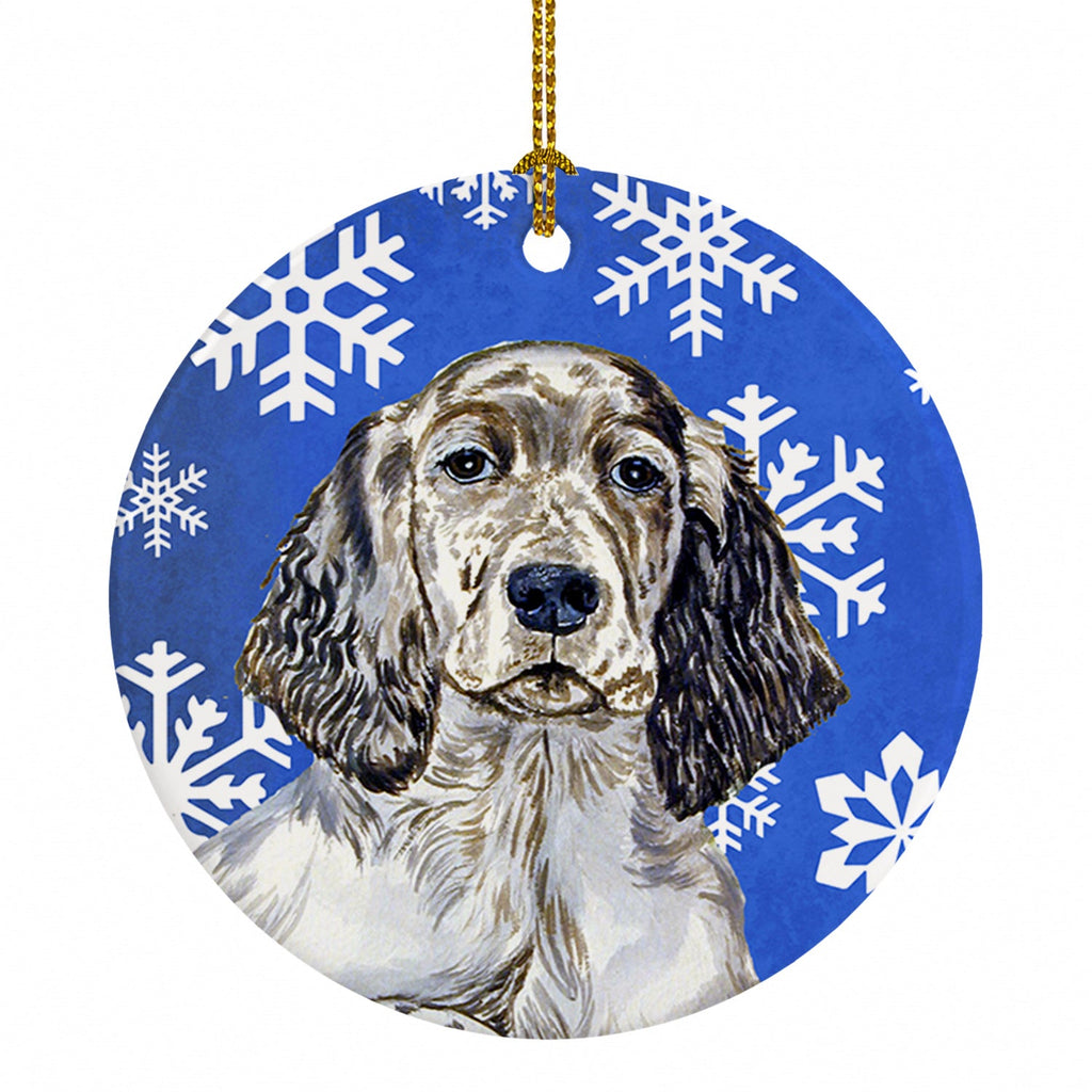 English Setter Winter Snowflakes Holiday Ceramic Ornament Christmas Tree Hanging Decorations for Home Christmas Holiday, Party, Gift, 3 in, Multicolor