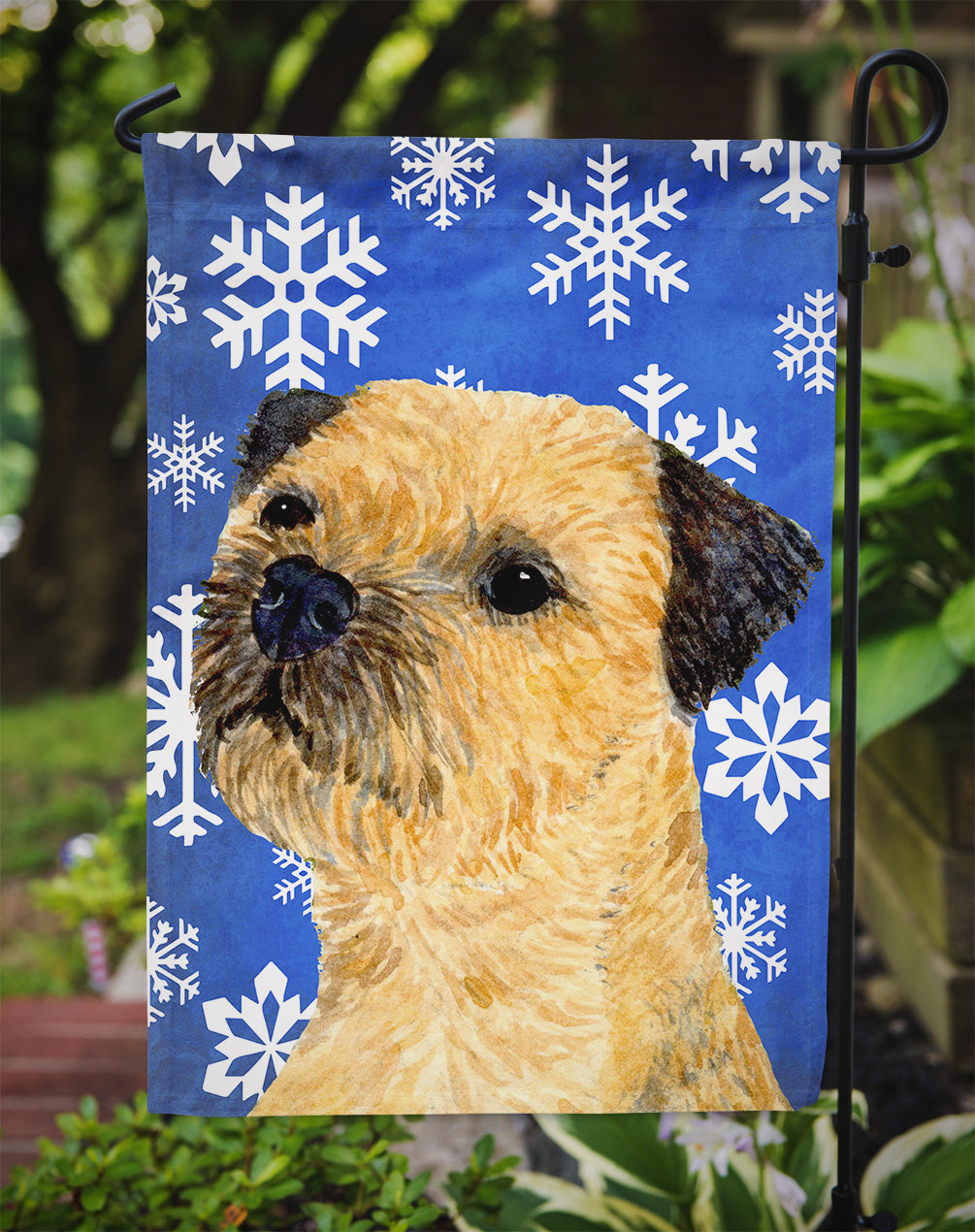 Border Terrier Winter Snowflakes Holiday Garden Flag Mailbox Decorative Yard Banner Outside Patio Artwork for Flower Beds, Garden Size, Multicolor