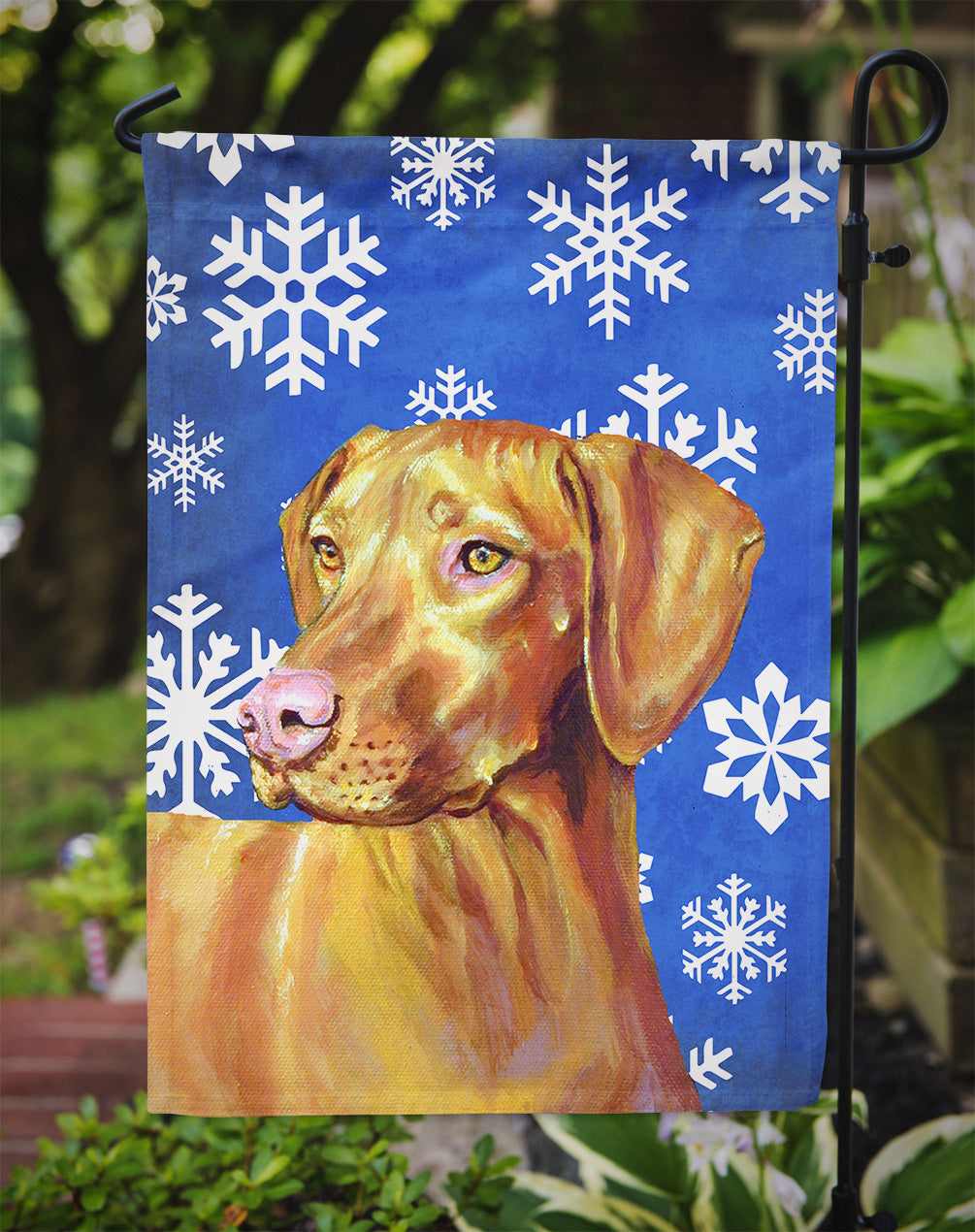 Vizsla Winter Snowflakes Holiday Garden Flag Mailbox Decorative Yard Banner Outside Patio Artwork for Flower Beds, Garden Size, Multicolor