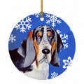 Basset Hound Winter Snowflakes Holiday Ceramic Ornament Christmas Tree Hanging Decorations for Home Christmas Holiday, Party, Gift, 3 in, Multicolor