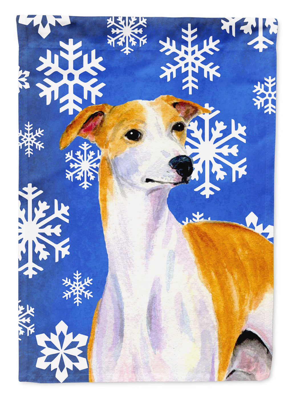 Whippet Winter Snowflakes Holiday Garden Flag Mailbox Decorative Yard Banner Outside Patio Artwork for Flower Beds, Garden Size, Multicolor