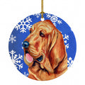 Bloodhound Winter Snowflakes Holiday Ceramic Ornament Christmas Tree Hanging Decorations for Home Christmas Holiday, Party, Gift, 3 in, Multicolor