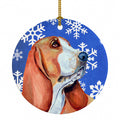Basset Hound Winter Snowflakes Holiday Ceramic Ornament Christmas Tree Hanging Decorations for Home Christmas Holiday, Party, Gift, 3 in, Multicolor