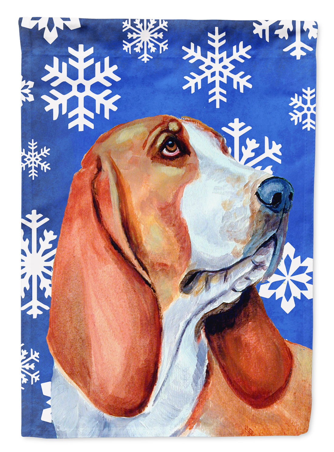 Basset Hound Winter Snowflakes Holiday Garden Flag Mailbox Decorative Yard Banner Outside Patio Artwork for Flower Beds, Garden Size, Multicolor