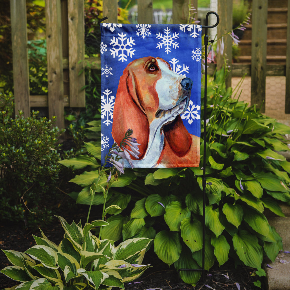 Basset Hound Winter Snowflakes Holiday Garden Flag Mailbox Decorative Yard Banner Outside Patio Artwork for Flower Beds, Garden Size, Multicolor