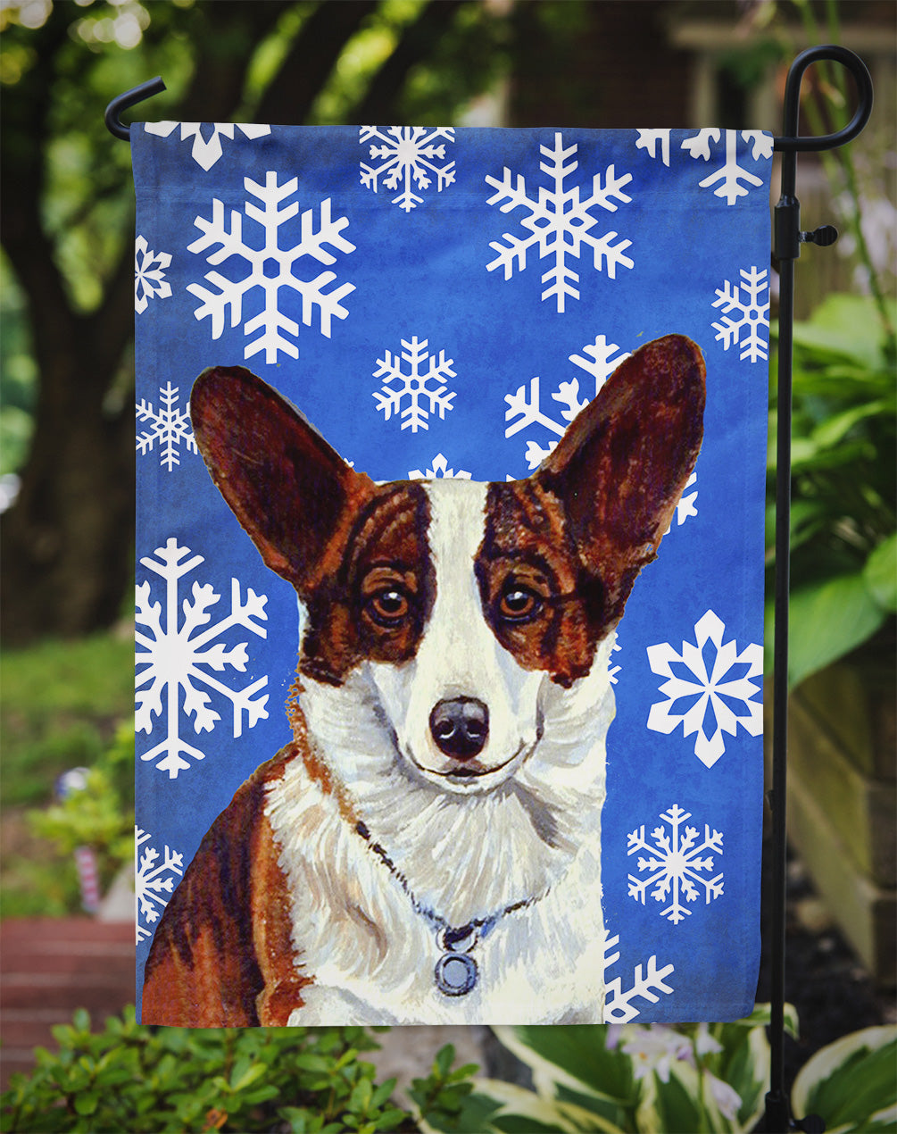 Corgi Winter Snowflakes Holiday Garden Flag Mailbox Decorative Yard Banner Outside Patio Artwork for Flower Beds, Garden Size, Multicolor