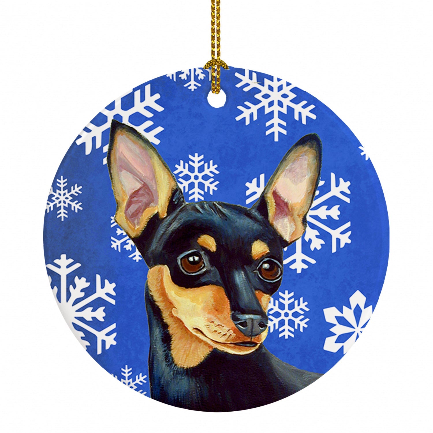 Min Pin Winter Snowflakes Holiday Ceramic Ornament Christmas Tree Hanging Decorations for Home Christmas Holiday, Party, Gift, 3 in, Multicolor