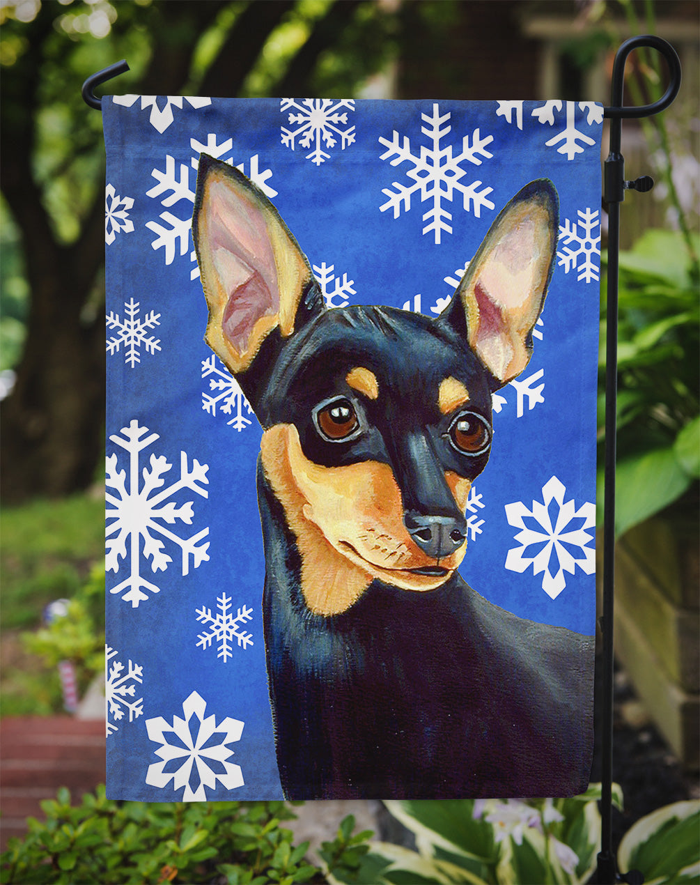 Min Pin Winter Snowflakes Holiday Garden Flag Mailbox Decorative Yard Banner Outside Patio Artwork for Flower Beds, Garden Size, Multicolor