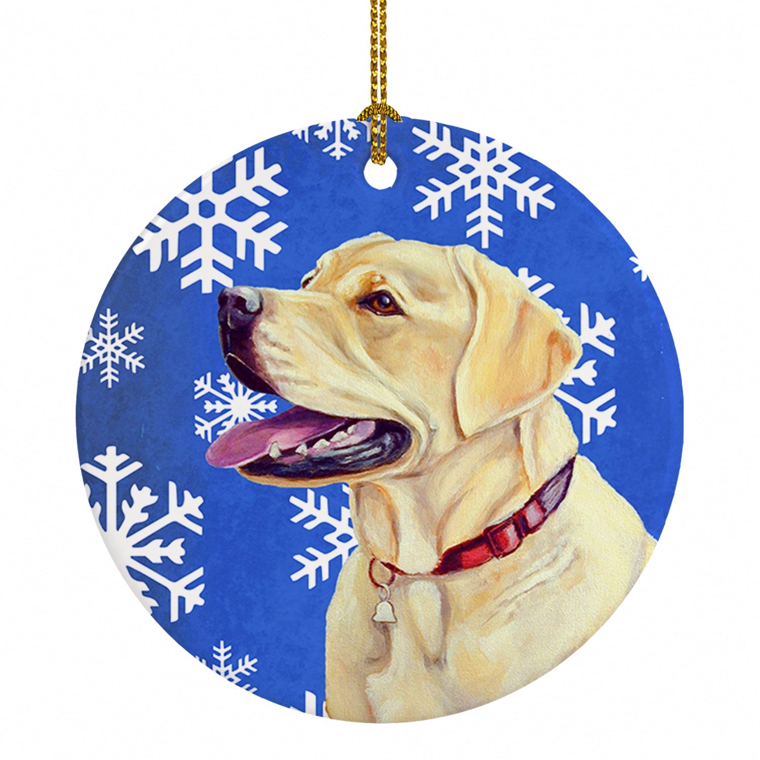 Labrador Winter Snowflakes Holiday Ceramic Ornament Christmas Tree Hanging Decorations for Home Christmas Holiday, Party, Gift, 3 in, Multicolor