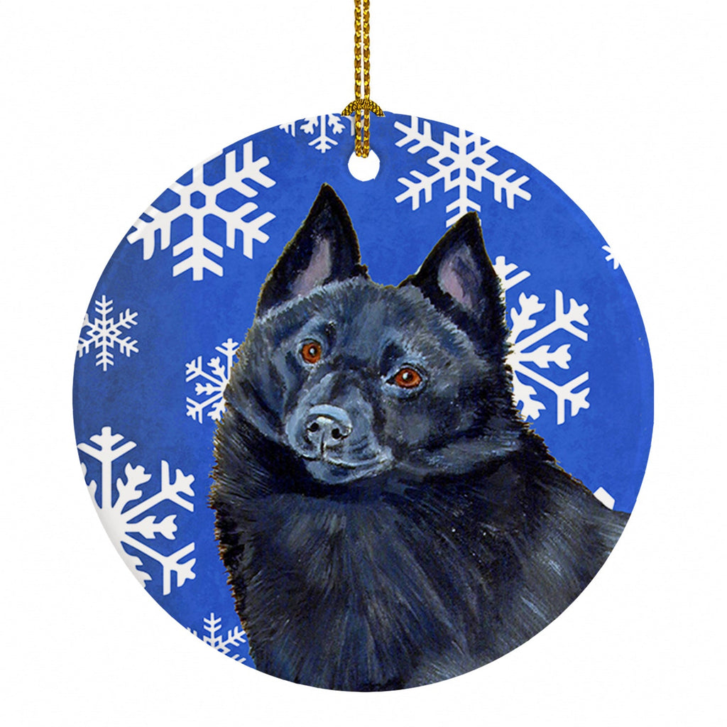 Schipperke Winter Snowflakes Holiday Ceramic Ornament Christmas Tree Hanging Decorations for Home Christmas Holiday, Party, Gift, 3 in, Multicolor
